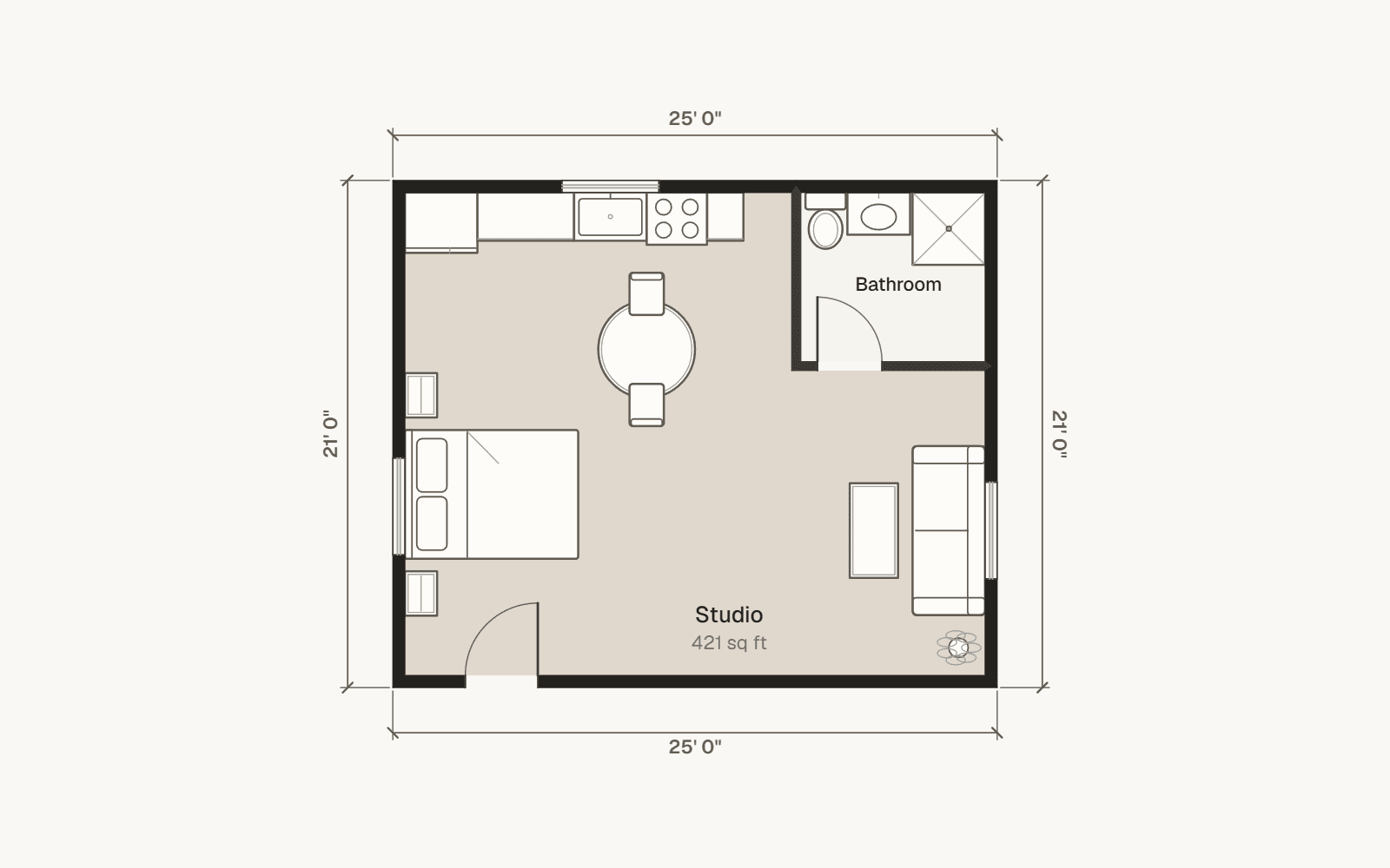 Studio apartment floor plan